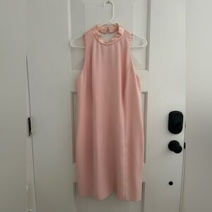 Vintage Pink High Neck Backless Cocktail Dress